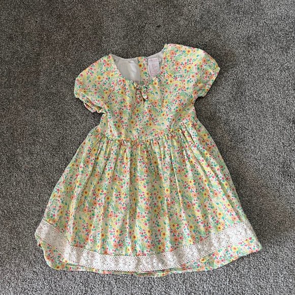 Sabby chic dress girls 5 white pink green floral flowy lace summer cottagecore - Picture 2 of 12